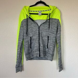 PINK by Victoria’s Secret Hoodie | Women’s M | Neon Yellow & Gray Zip-Up